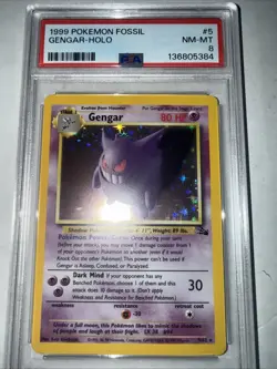 1999 POKEMON FOSSIL GENGAR-HOLO #5 PSA NM-MT 8 - Image 1