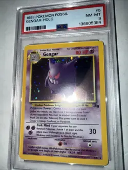 1999 POKEMON FOSSIL GENGAR-HOLO #5 PSA NM-MT 8 - Image 2