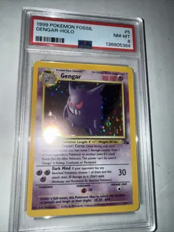 1999 POKEMON FOSSIL GENGAR-HOLO #5 PSA NM-MT 8 - Image 3