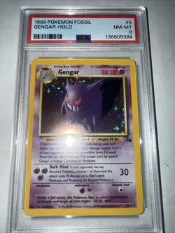 1999 POKEMON FOSSIL GENGAR-HOLO #5 PSA NM-MT 8 - Image 4