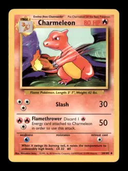 CHARMELEON 24/102 UC BASE SET UNLIMITED POKEMON HP - Image 1
