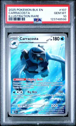2025 Pokemon Black Bolt Carracosta #107 PSA 10 - Image 1