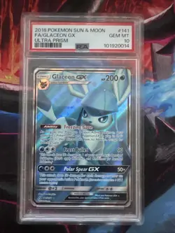 2018 POKEMON SUN & MOON ULTRA PRISM #141 FULL ART/GLACEON GX PSA 10 - Image 1