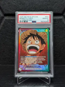 ONE PIECE OP13-CARRYING ON HIS WILL 001 MONKEY D. LUFFY ALTERNATE ART - PSA 10 - Image 1