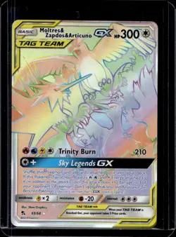 2019 Pokemon SM Hidden Fates Moltres & Zapdos ArticunoTag Team #69/68 - Image 1