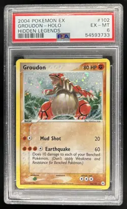 2004 Pokemon EX Hidden Legends Groudon Holo Rare #102/101 PSA 6 - Image 1