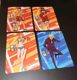 One Piece 4 Card Lot MONKEY D. LUFFY, NAMI + SANJI Rare Prizms - Image 2