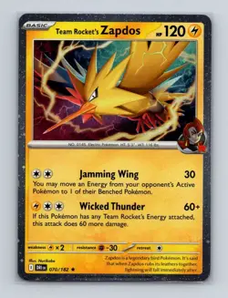 Team Rocket's Zapdos 070 Pokemon Destined Rivals Cosmos Holo Promo Card NM+ (a) - Image 1