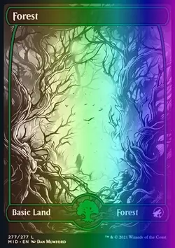 MTG Magic the Gathering Forest (277/553) Innistrad Midnight Hunt LP FOIL - Image 1