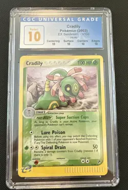 CGC Perfect (Quad 10) Cradily 3/100 Holo EX Sandstorm Pokemon Card Pristine - Image 1