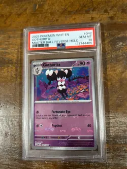 POKEMON 2025 White Flare Master Ball Holo GOTHORITA #042 PSA 10 Gem Mint RARE - Image 1