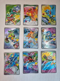 Pokemon 30th First Partner Illustration Collection Complete Promo Cards Set of 9 - Image 1