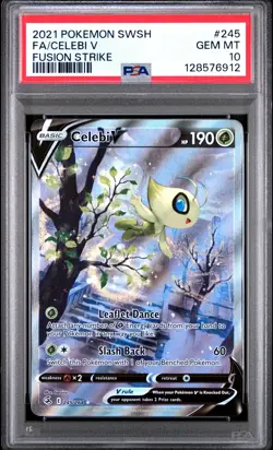 2021 Pokemon Sword & Shield Fusion Strike Celebi V #245 FA PSA 10 GEM MINT - Image 1