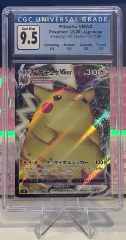 2020 JAPANESE POKEMON AMAZING VOLT TACKLE PIKACHU VMAX 031/100 CGC 9.5 - Image 1