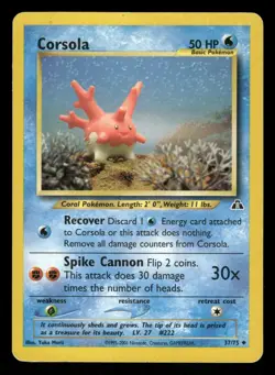 Corsola 37/75 DMG Uncommon Neo Discovery 2001 Pokemon TCG - Image 1