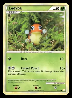 Ledyba 71/123 NM Common HeartGold & SoulSilver 2010 Pokemon TCG - Image 1