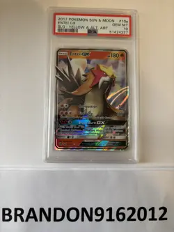 Pokemon Entei GX Shining Legends Yellow A Alternate Art #10a PSA 10 Gem Mint - Image 1
