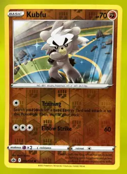 2021 POKEMON SWORD & SHIELD CHILLING REIGN KUBFU REVERSE HOLO #093/198 - Image 1