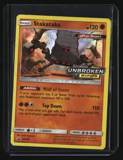 Pokemon STAKATAKA SM180 (Stamped Prerelease Promo) Unbroken Bonds - NM/Near Mint - Image 1