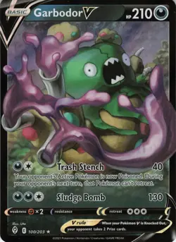 Garbodor V 100/203 Ultra Rare Holo SWSH07: Evolving Skies NM Pokemon - Image 1