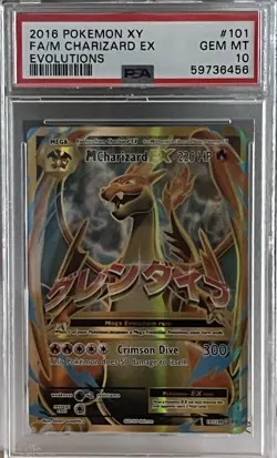 Pokemon XY Evolutions 2016 Full Art M Mega Charizard EX 101/108 PSA 10 Gem Mint - Image 1