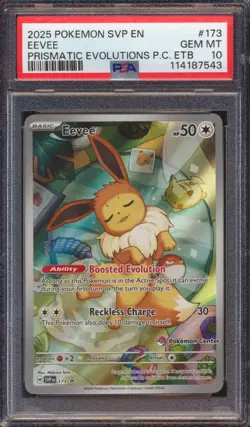 EEVEE POKEMON CENTER STAMPED #173 PRISMATIC EVOLUTIONS - PSA 10 - Image 1