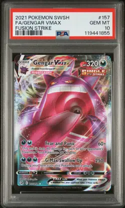 PSA 10 POKEMON 2021 SWSH FA GENGAR VMAX #157 FUSION STRIKE 157/264 - Image 1
