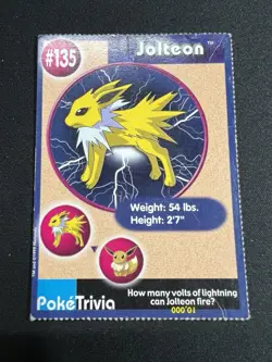 Pokemon Poke Trivia Jolteon #135 Burger King Card LP - Image 1