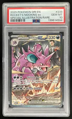 2025 Pokemon Team Rocket's Nidoking ex Special Illustration Rare #233/182 PSA 10 - Image 1
