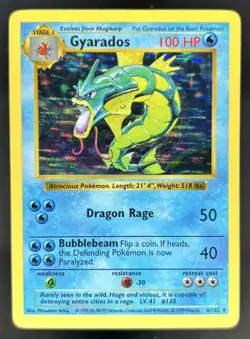 1999 Pokemon Shadowless Gyarados Holo #6/102 - Image 1