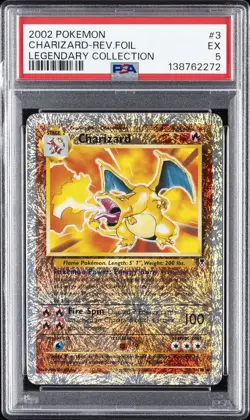 2002 POKEMON LEGENDARY COLLECTION #3 CHARIZARD-REVERSE FOIL PSA 5 - Image 1