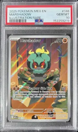 Marshadow Mega Evolution Illustration Rare 146/132 PSA 10 Gem Mint Pokemon TCG - Image 1