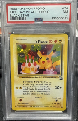 2000 Pokemon Birthday Pikachu #24 WotC Black Star Promo Holo PSA 7 - Image 1