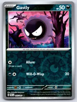 GASTLY 055/091 COMMON PALDEAN FATES POKEMON REVERSE HOLO NEAR MINT - Image 1