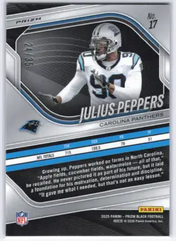 2025 Panini Prizm Black Football Julius Peppers Blue Shimmer FOTL /35 - Image 2