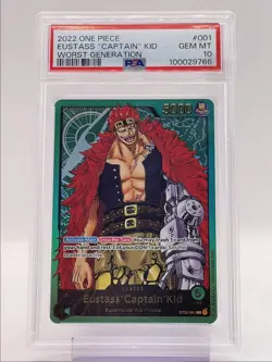 EUSTASS "CAPTAIN" KID 2022 ONE PIECE WORST GENERATION ST02-001 PSA 10 Q6255 - Image 1