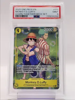 MONKEY D. LUFFY 2025 ONE PIECE EN LEARN TOGETHER SET RARE OP10-111 PSA 9 Q6255 - Image 1