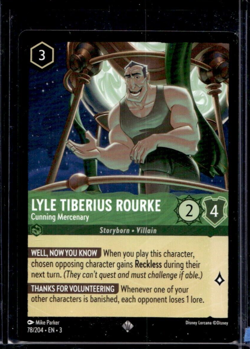 Disney Lorcana Into the Inklands Lyle Tiberius Rourke Cunning Mercenary Non Foil - Image 1