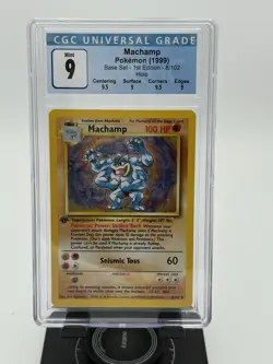 CGC 9 Machamp 1999 Base Set 1st Edition 8/102 Holo Pokemon Card psa - Image 1