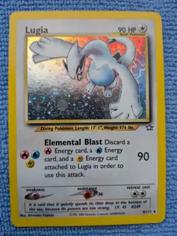 Pokemon TCG Lugia Neo Genesis Holo Card 9/111 Unlimited Rare (played) - Image 1