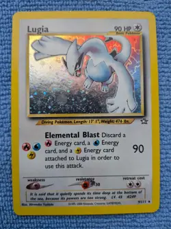 Pokemon TCG Lugia Neo Genesis Holo Card 9/111 Unlimited Rare (played) - Image 2