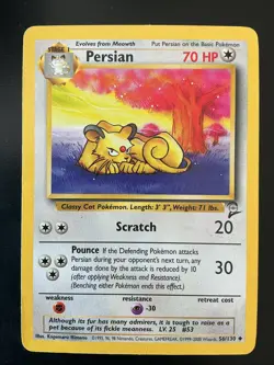 Pokemon Persian Vintage Card 056/130 Base Set 2 Regular Wotc 2000 - Image 1