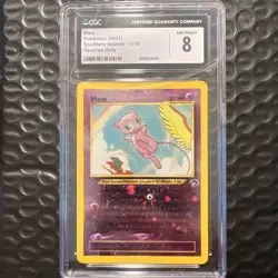 CGC 8 Mew 2001 Southern Islands 1/18 Reverse Holo Pokemon Card - Image 1
