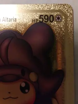 Pokemon Pikachu Fan Art Card Cosplay Mega Altaria Gold Foil Holo - Image 3