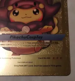 Pokemon Pikachu Fan Art Card Cosplay Mega Altaria Gold Foil Holo - Image 5