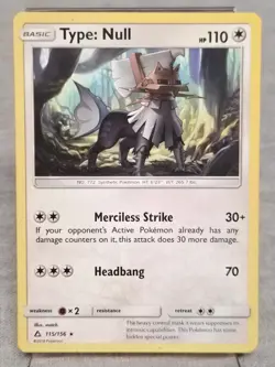 Type: Null 115/156 Rare Ultra Prism Sun & Moon Pokemon Card - Image 1