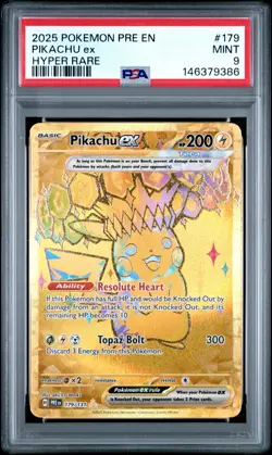 2025 POKEMON PRE EN-PRISMATIC EVOLUTIONS HYPER RARE #179 PIKACHU EX PSA 9 - Image 1