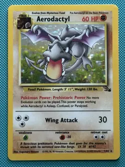 Pokemon TCG Aerodactyl Fossil Holo Card 1/62 Unlimited Rare - Image 1