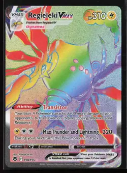 Regieleki VMAX (Rainbow Secret Rare) 198/195 SWSH12: Silver Tempest Pokemon NM - Image 1