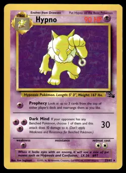 Hypno #23 - Pokemon Fossil Base Set - Unlimited Rare WOTC - LP - Image 1